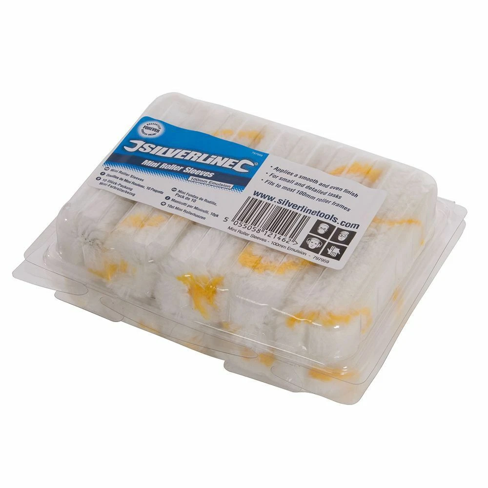 Silverline 100mm Mini Roller Sleeves Pack Of 10 2 Silverline 100mm Mini Roller Sleeves Pack Of 10 - Image 2