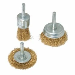 Silverline Brassed Steel Wire Wheel & Cup Brush Set 3 Piece