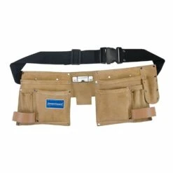 Silverline Double Pouch Leather Tool Belt 11 Pocket
