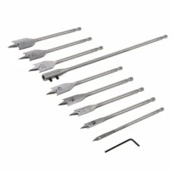 Silverline Flat Wood Bit & Extension Arm Set 10 Piece
