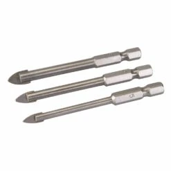 Silverline Hex Drive Tile & Glass Drill Bit 3 Piece Set