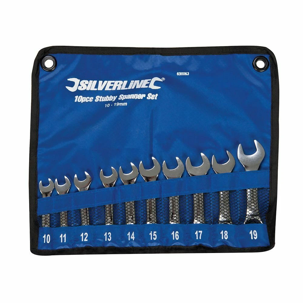 Silverline Stubby Spanner Set 10 Piece (10-19mm) 1 Silverline Stubby Spanner Set 10 Piece (10-19mm)