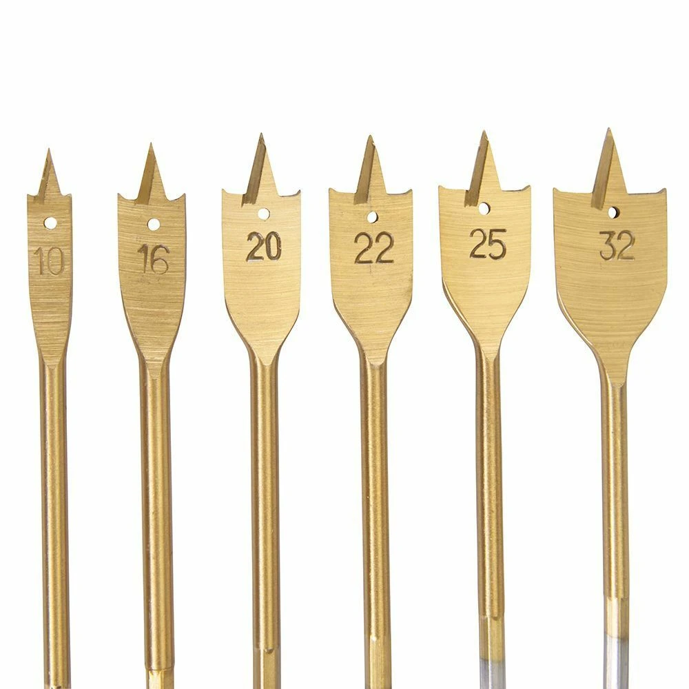 Silverline Titanium-Coated Flat Wood Drill Bit Set 6 Piece 2 Silverline Titanium-Coated Flat Wood Drill Bit Set 6 Piece - Image 2