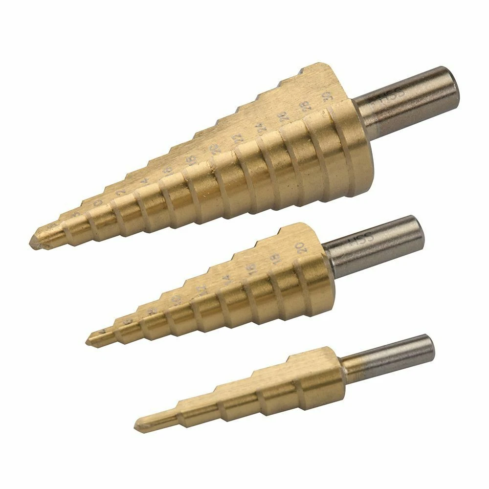 Silverline Titanium-Coated HSS Step Drill Set Metric 3 Piece 1 Silverline Titanium-Coated HSS Step Drill Set Metric 3 Piece